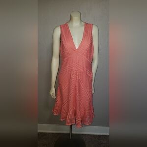 Coral Sleeveless Lace Dress